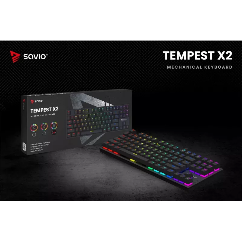 Mechanisch toetsenbord RGB Tempest X2 Outemu Blue Savio Savgk-tempest X2 Bl