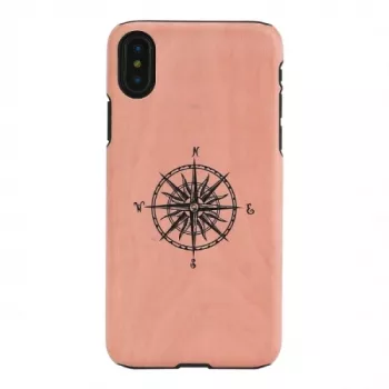 Smartphonehoesje man and wood voor iPhone X/XS, zwart, hoesje met kompasdetail