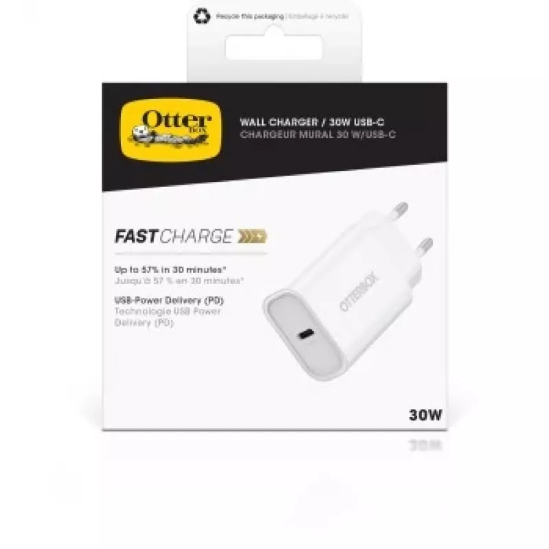Wandlader OTTERBOX 30W USB-C PD wit — 30W uitgang, enkele USB-C-aansluiting