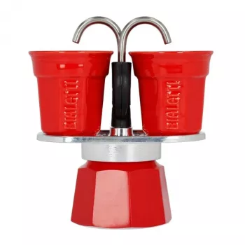 Bialetti Mini Express koffiemachine rood 2 kopjes + 2 kopjes