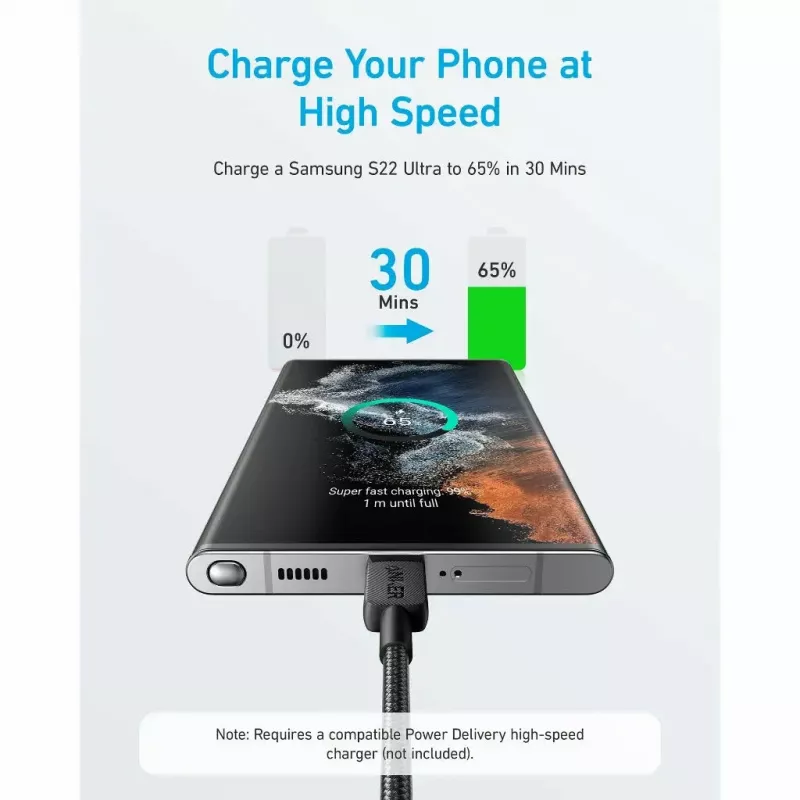 USB-kabel Anker 322 1,8 m USB-C snel opladen gegevensoverdracht
