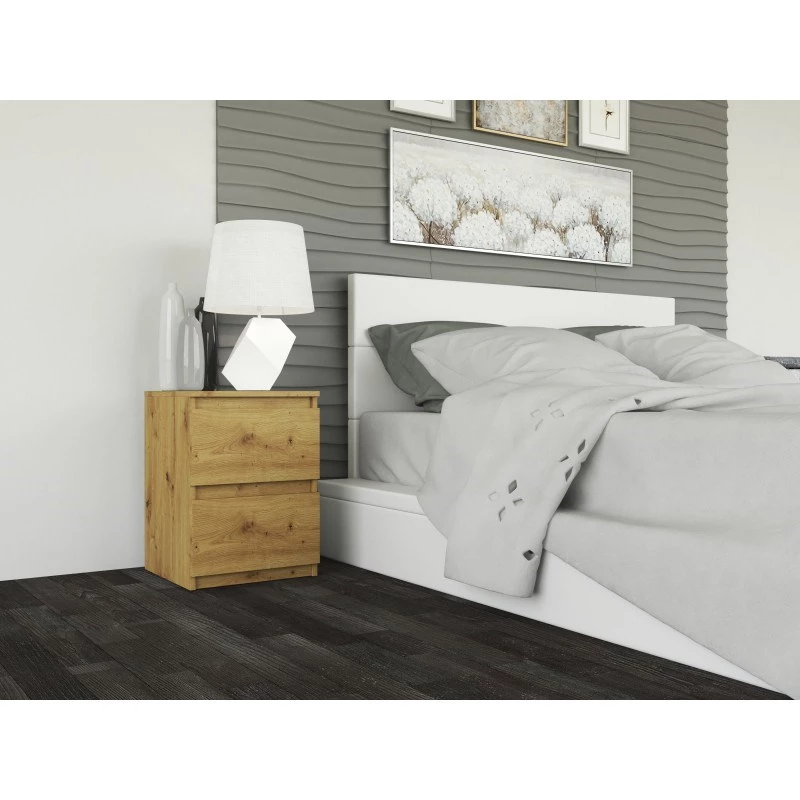 Nachtkastje Top e shop M2 ARTISAN, 2 laden, eikenhout, 300×300×400 mm