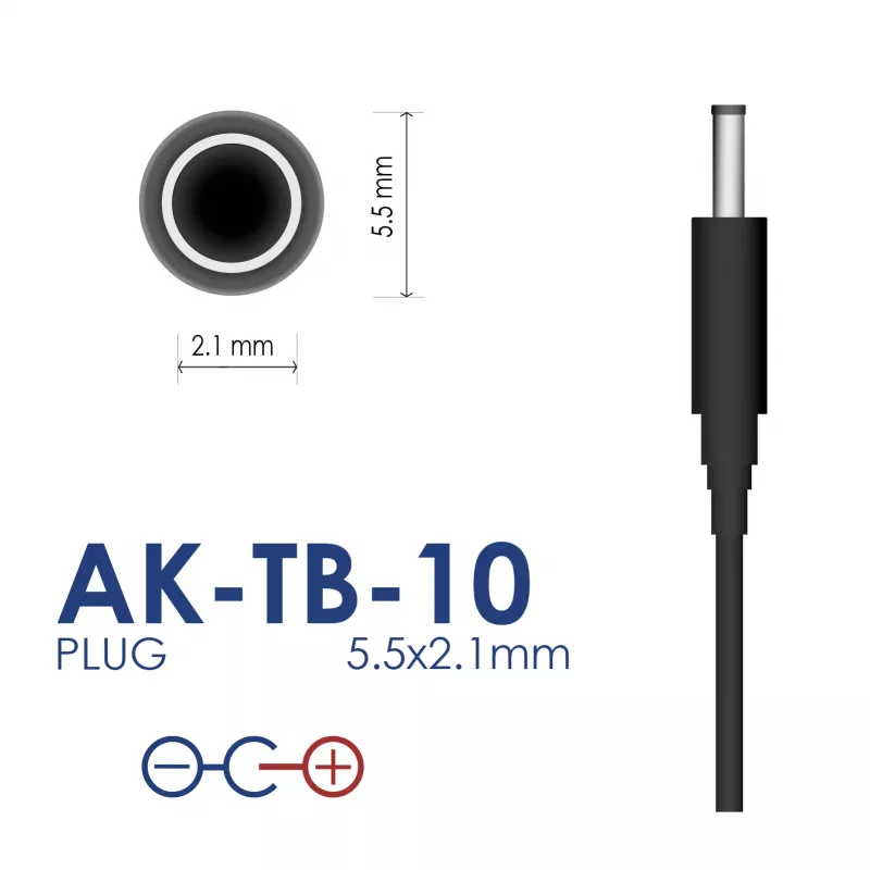 Akyga AK-TB-10 universele voeding, 12 V, 1 A, 12 W, 5,5 x 2,1 mm, 1,4 m