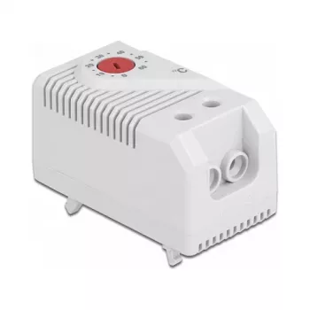 Thermostaat DELOCK 66824, kunststof behuizing, IP20, 30 W, 250 V, 10 A, 43×60×33 mm, grijs/rood