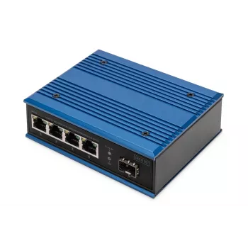 Digitus 4-poorts Gigabit Ethernet netwerk PoE-switch, industrieel, unmanaged, 1 SFP-uplink