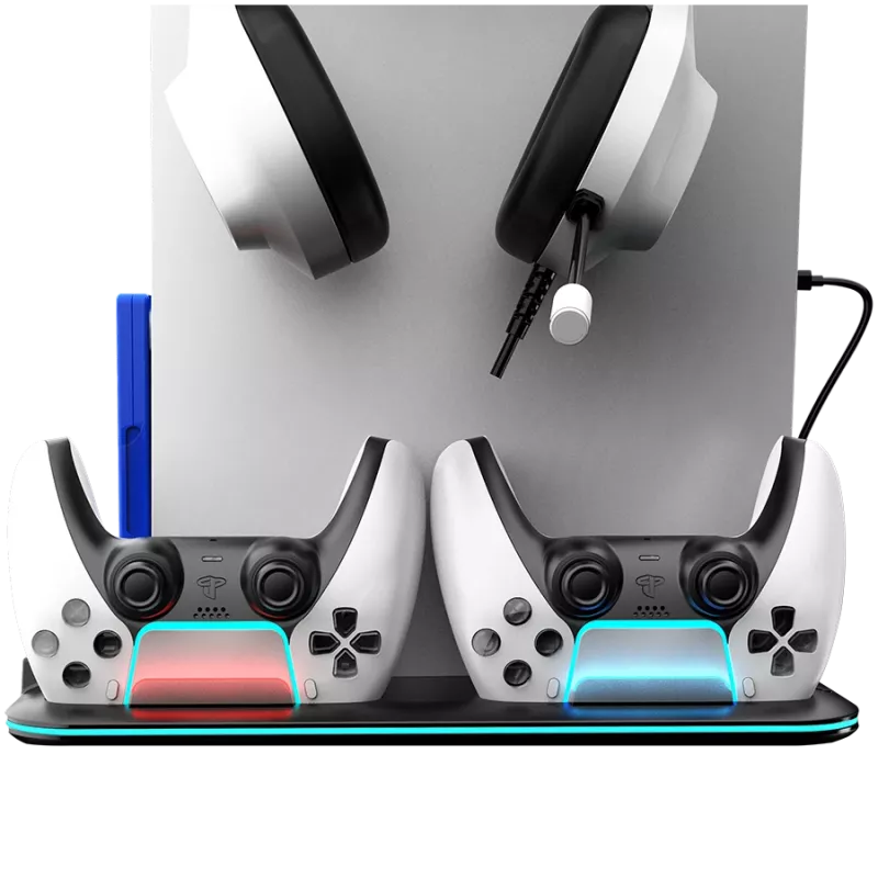 Koelstandaard CANYON CS-51 RGB voor PS5 slim zwart met dubbele controller-oplaadstation