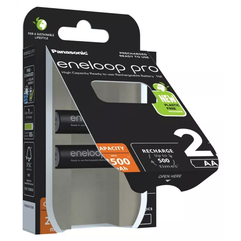 Accu's PANASONIC ENELOOP PRO AA 2500 mAh 2 stuks (BK-3HCDE/2CP)