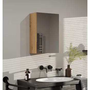 Badkamer opbergkast Top e shop POLA 1DL ARTISAN — wandmontage, eiken frame, 400×220×600 mm, 3 legplanken