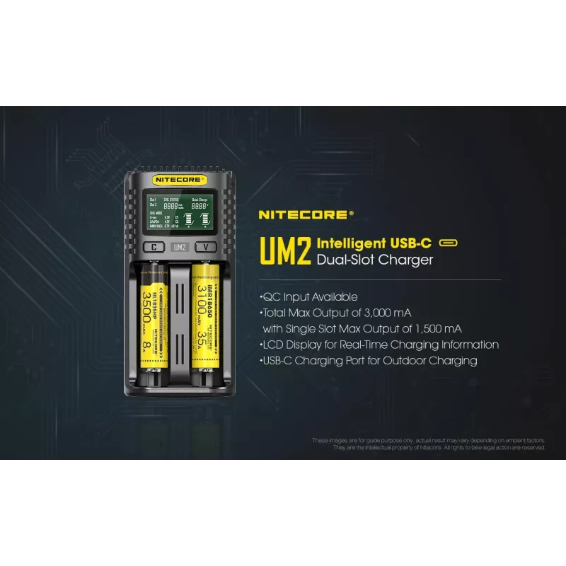 Nitecore UM2 acculader huishoudbatterij DC lithium-ion nikkel-cadmium