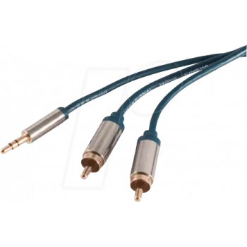 shiverpeaks SP30833-schlank audiokabel 3 m 3,5 mm naar 2 x cinch blauw - chroom (SP30833-schlank)