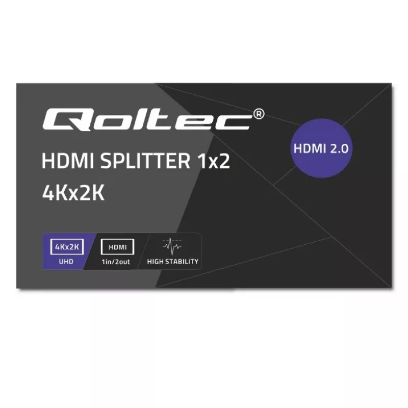Qoltec 51797 actieve HDMI-splitter 2 x HDMI 4K x 2K | 6 Gb/s | 60 Hz