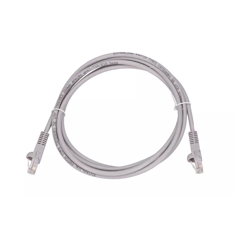 LAN-patchkabel Extralink Cat.5e UTP 2 m, RJ-45 naar RJ-45, grijs