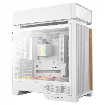 Desktop-pc-behuizing DeepCool CL6600 WH — wit, ondersteunt ATX/PS2/SFX/SFX-L voedingen, 140 mm voor, 120/140 mm boven/achter, 2,5 inch en 3,5 inch drives
