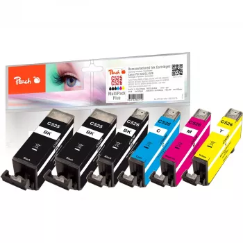 Peach PI100-249 Inktpatroon 6 stuks Compatibel Zwart, Cyaan, Magenta, Foto zwart, Geel
