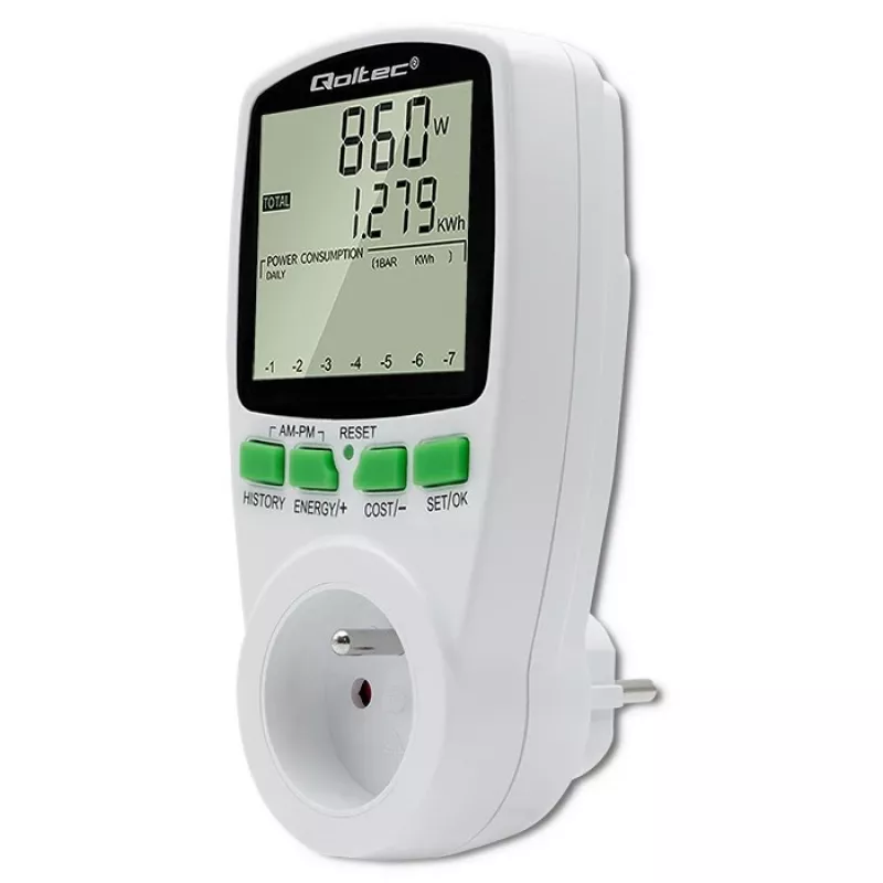 Vermogensmeter QOLTEC PM0627 3680W met historie — QOLTEC PM0627 3680W