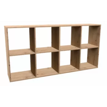 Boekenkast voor de woonkamer Top e Shop MALAX 2X4 ARTISAN, natuurlijk hout, 8 legplanken, 1470×300×750 mm