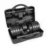 REBEL ACTIVE verstelbare halters in koffer 30 kg met stang