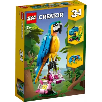 LEGO bouwset exotische papegaai 31136 — Creator displaymodel, 253 onderdelen, 220×120×110 mm