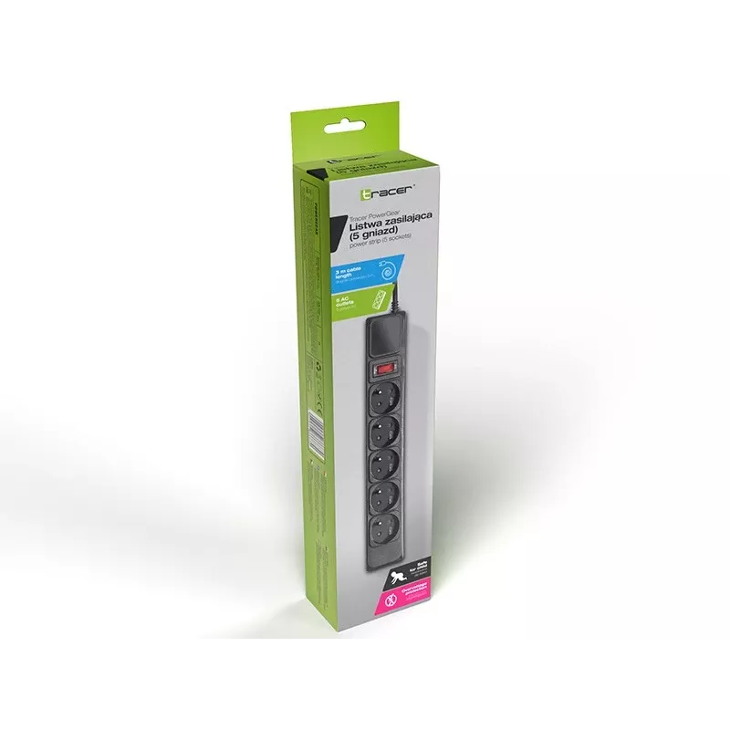 Tracer PowerWatch zwart 5 AC-stopcontacten 3 m Type-C