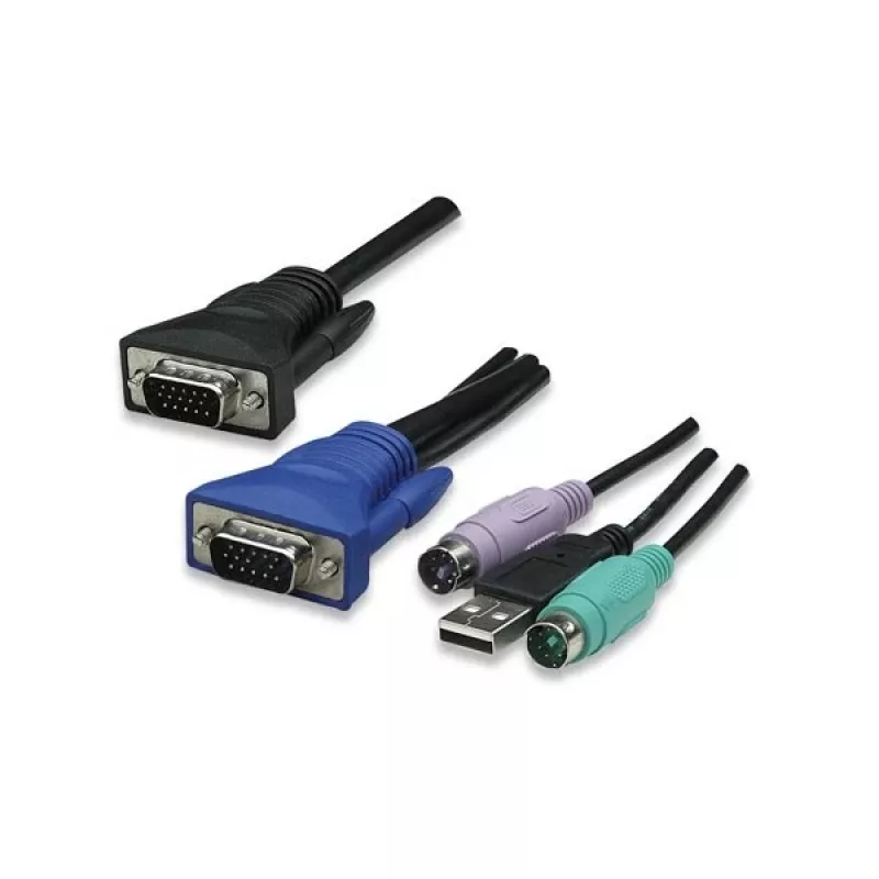 Intellinet 8-poorts rackmount KVM-switch, combo USB + PS/2, on-screen-display, kabels meegeleverd (Euro 2-pins stekker)