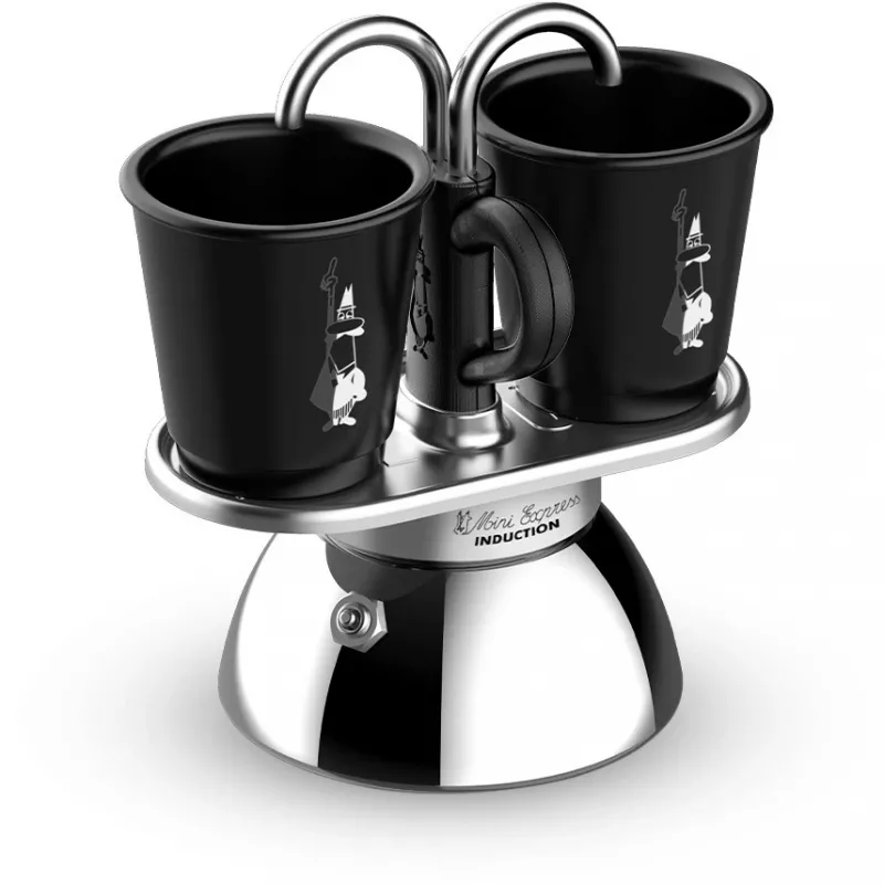 Bialetti Mini Express Induction mokapotset 7310, 2 kopjes met 2 glazen