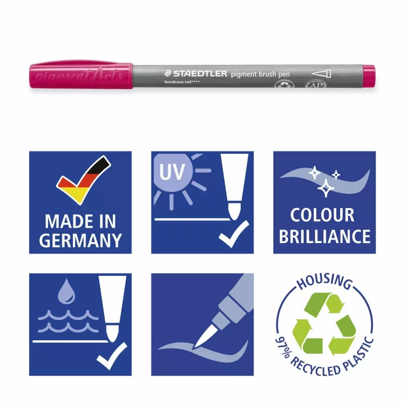 Staedtler Design Journey 371 BK4-2 pigment penseelstiftenset, Lake Colors, 4-delig
