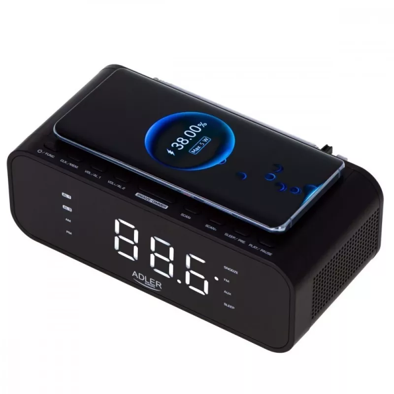 Wekker met radio, alarm en draadloze oplader Adler AD 1192B