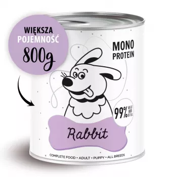 PAKA ZWIERZAKA Pepe konijn 800 g natvoer voor honden — volledig voer voor volwassen honden, konijn, 85,4% vocht