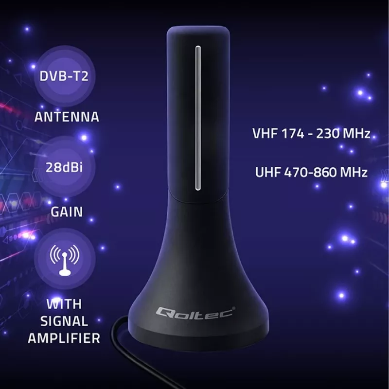 Televisieantenne QOLTEC TV DVB-T/T2 Qoltec (binnen/buiten) model 57065