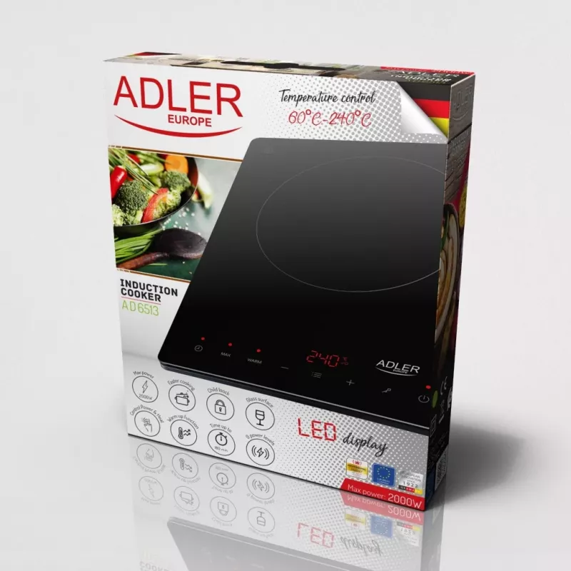 Adler AD 6513 kookplaat zwart tafelmodel 29 cm zone inductiekookplaat 1 zone(s)
