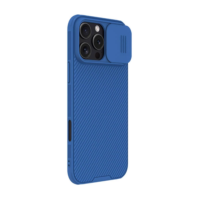 Hoesje Nillkin CamShield Pro voor iPhone 16 Pro Max, blauw, schuifbare cameraklep