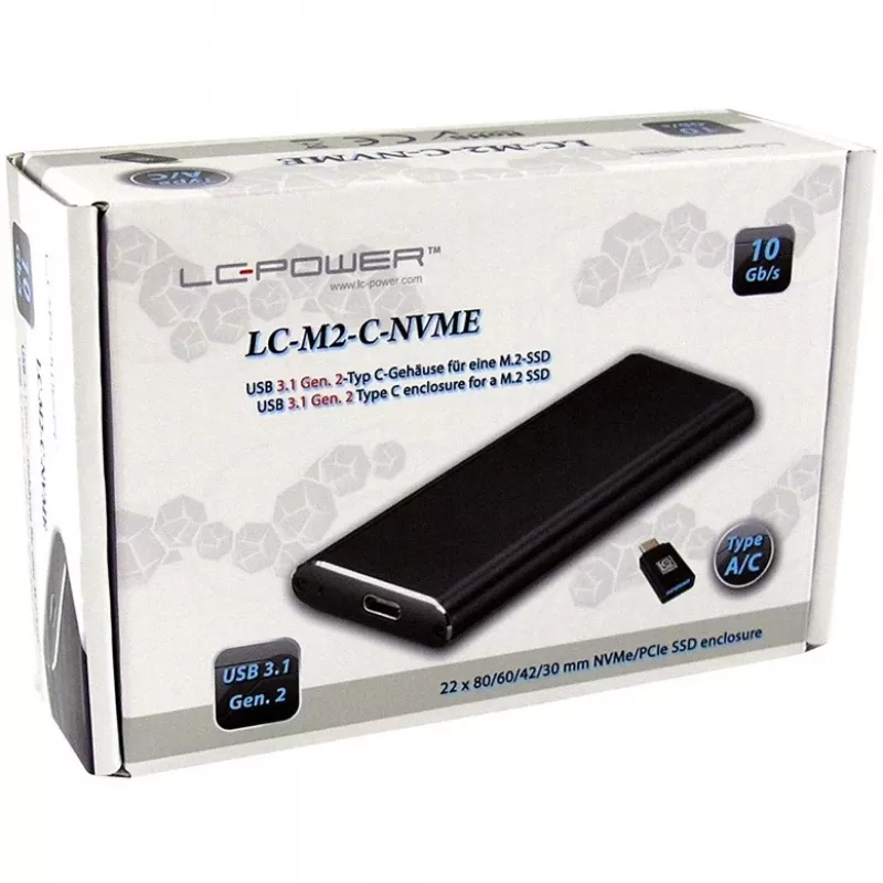 SSD-behuizing LC-Power LC-M2-C-NVME zwart M.2