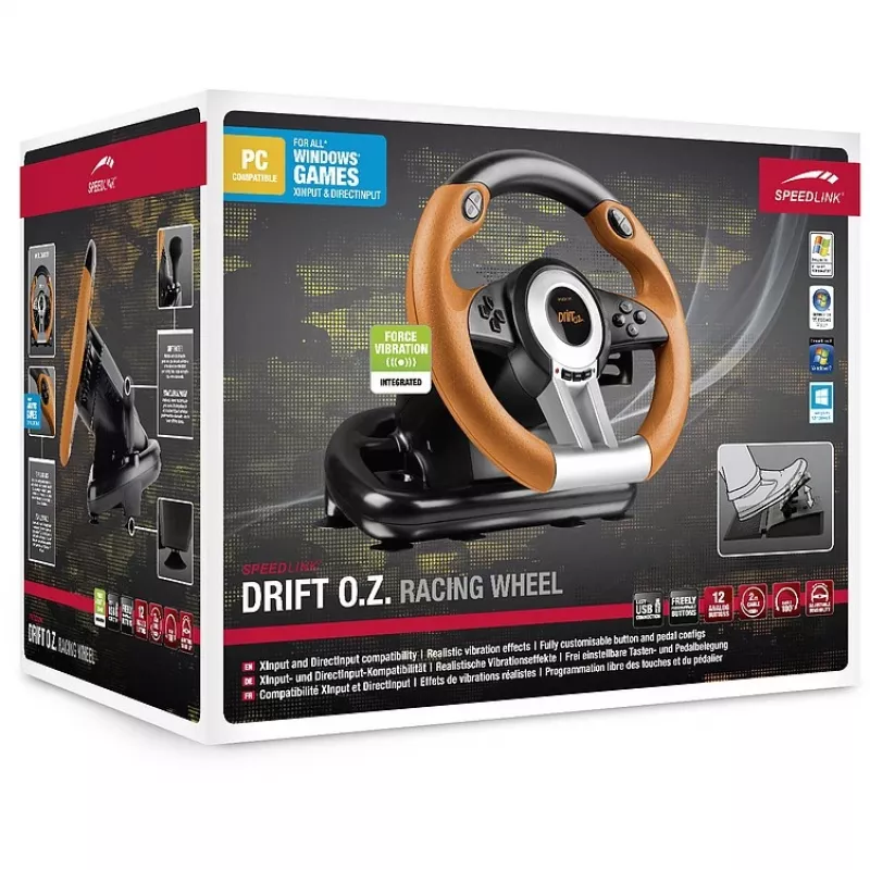 Stuurwiel + pedalen Speedlink DRIFT O.Z. zwart grijs oranje
