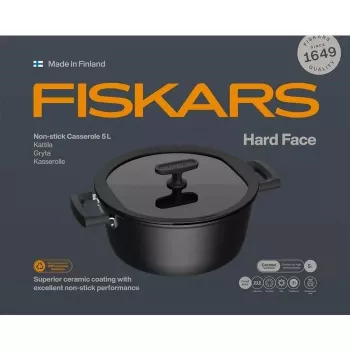 Keramische pan Fiskars HARD FACE 5 L met deksel, antiaanbaklaag