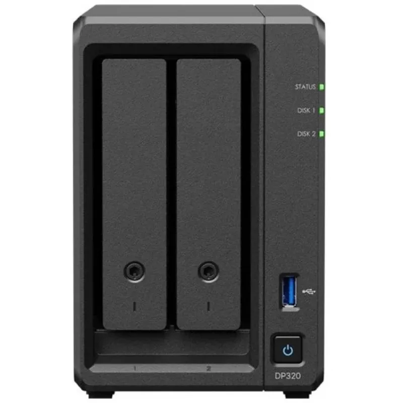 NAS-opslagserver SYNOLOGY DP320 desktop R1600, 8 GB RAM, 16 TB, 2-bay, HDD-ondersteuning, RAID, zwart