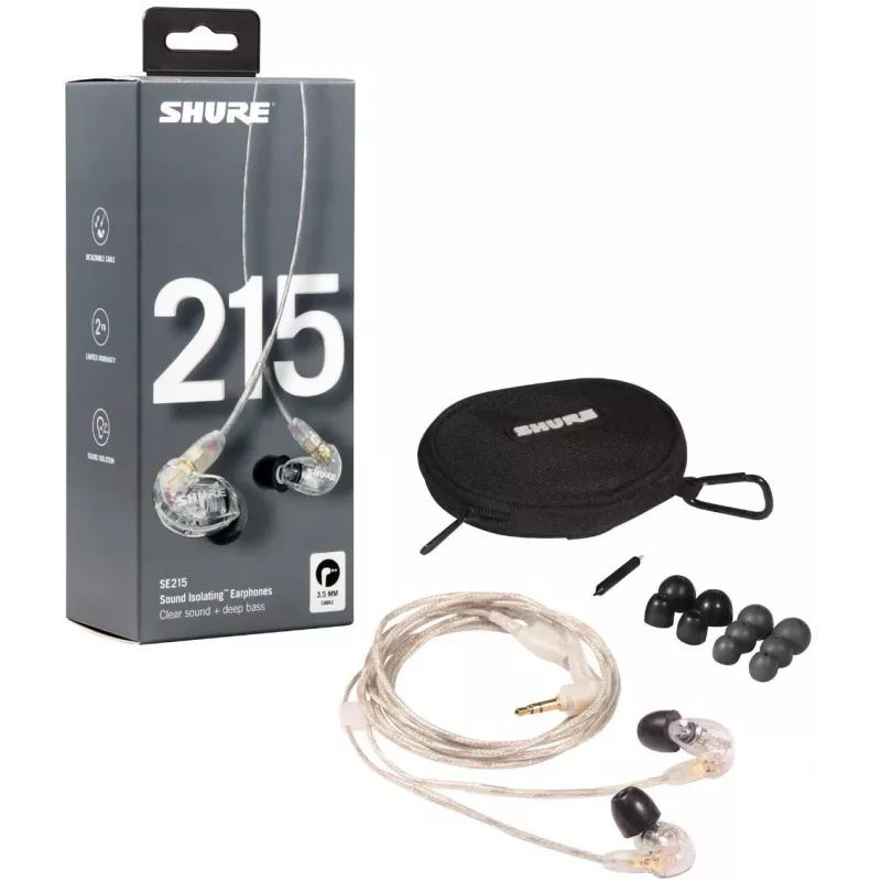 Shure SE215 Pro headset bedrade in-ear monitor voor podium/studio transparant