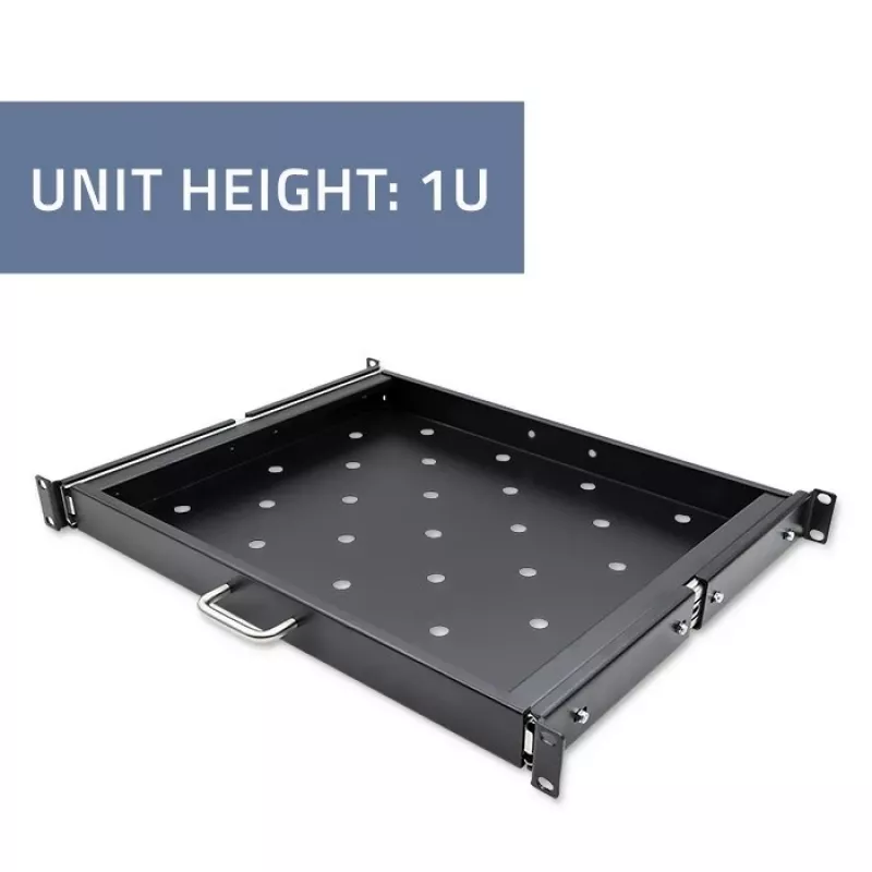 Qoltec 54509 schuifbare stalen rackplank, 600x600, zwart
