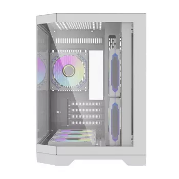 Darflash FT418 computerbehuizing + 6 aRGB-ventilatoren (wit)