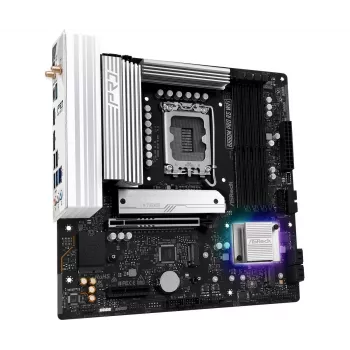Moederbord ASRock B860M Pro RS WiFi — Intel B860, LGA 1851, micro ATX, DDR5, 4 DIMM, 3x M.2, 2.5Gb LAN, Wi‑Fi, Bluetooth