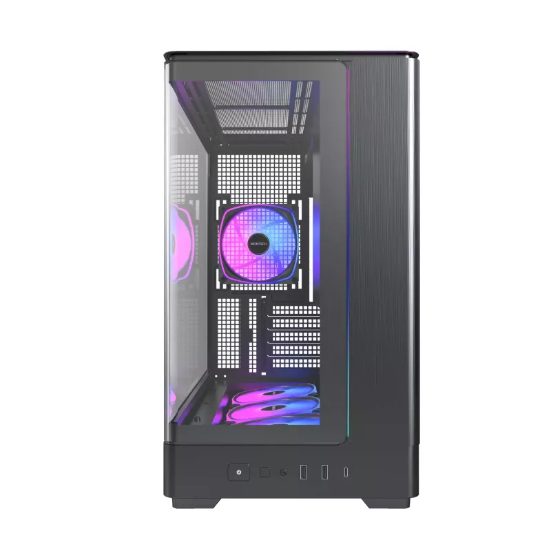 Pc-behuizing Montech KING 15 PRO zwart — midi-tower voor micro ATX / Mini-ITX