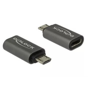 DeLOCK - USB-adapter - USB-C (W) naar Micro-USB Type B (M) - USB 3.1 Gen 1 - 2,8 cm - Antraciet (65927)