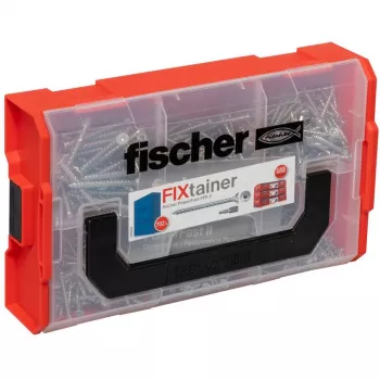 Schroevenset FISCHER FixTainer PowerFast II, 702 stuks, volledige draad, elektrolytisch verzinkt