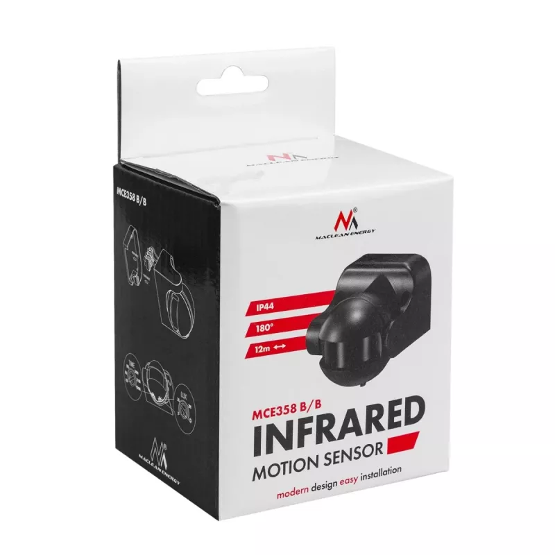 PIR-bewegingsmelder MACLEAN MCE358 B/B – passieve infrarooddetector voor binnen