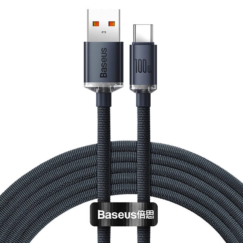 Baseus Crystal Shine kabel USB naar USB-C, 100W, 2m (zwart)