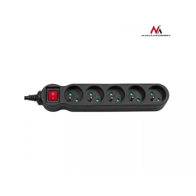 Power extension MACLEAN MCE183 — 1,4 m kabel, 5 Type F AC outlets, indoor, 2300 W