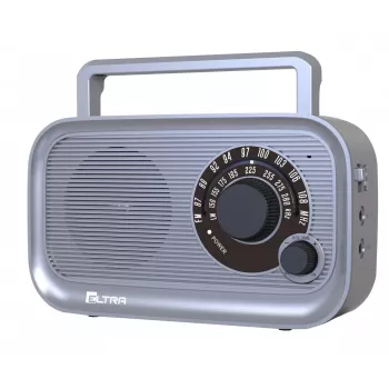 Draagbare Eltra HANIA grijs FM/AM-radio, compact ontwerp, batterijgevoed