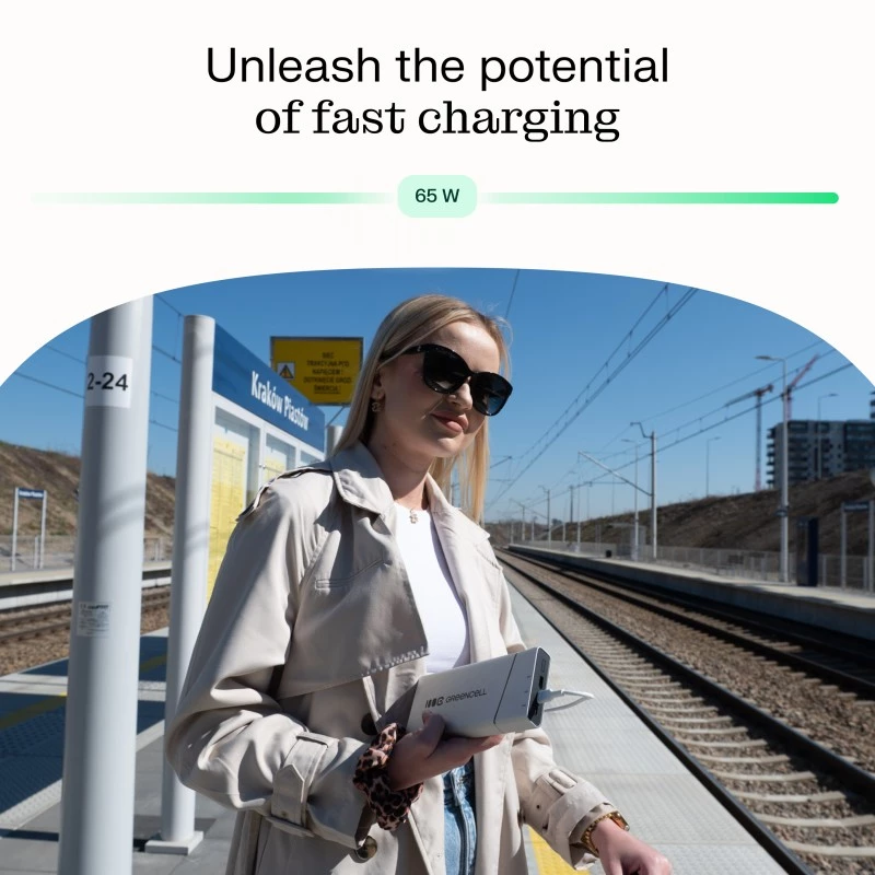 Draagbare accu Green Cell BPLGC20P 20800 mAh lithium-ion, USB-C PD 65W, 2x USB-C + 1x USB-A, aluminium behuizing