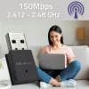 Compacte draadloze mini-USB-WLAN-adapter QOLTEC 57007 – single-band 2,4 GHz, tot 150 Mbit/s, interne antenne