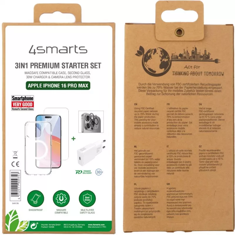 Indoor-oplader 4smarts 541178 transparant wit snelladen USB Type-C