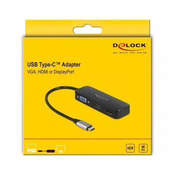 DeLOCK USB Type-C adapter naar VGA HDMI DisplayPort 4K 60 Hz